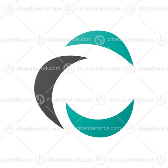 Black and Persian Green Crescent Shaped Letter C Icon