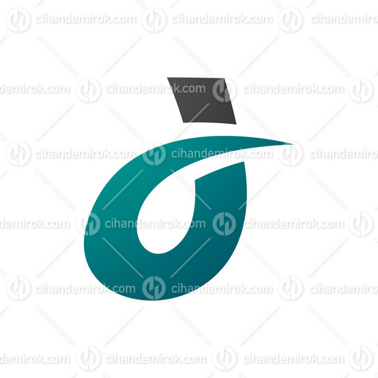 Black and Persian Green Curved Spiky Letter D Icon