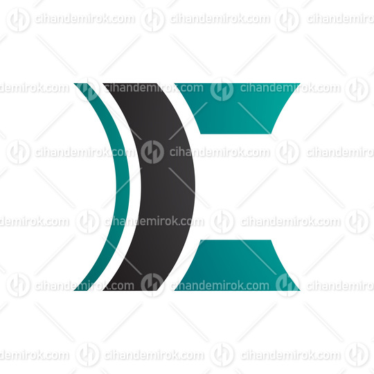Black and Persian Green Lens Shaped Letter C Icon