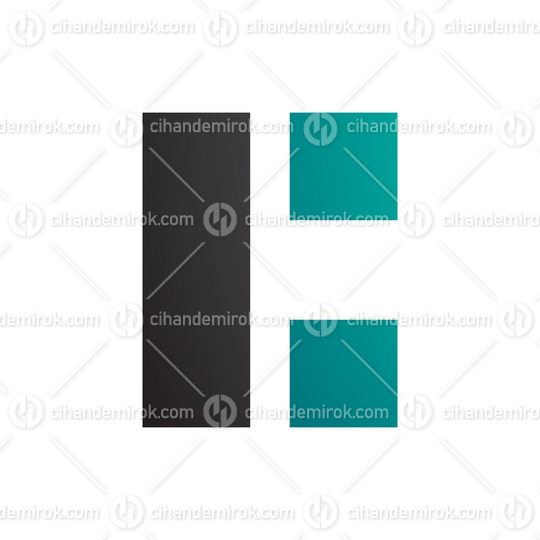Black and Persian Green Rectangular Letter C Icon