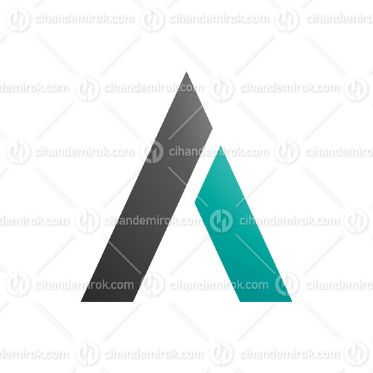 Black and Persian Green Trapezium Shaped Letter A Icon