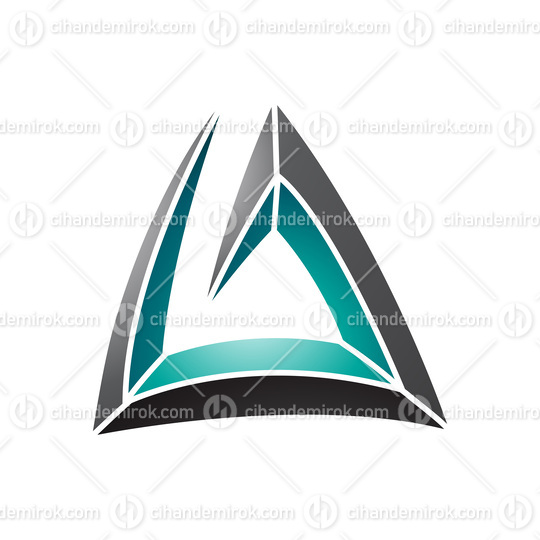 Black and Persian Green Triangular Spiral Letter A Icon