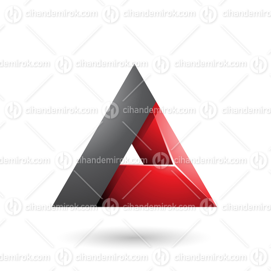 Black and Red 3d Triangle with a Hole Vector Illustration