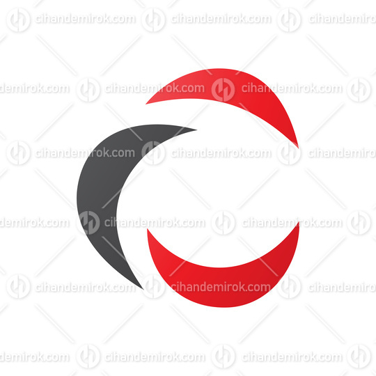 Black and Red Crescent Shaped Letter C Icon
