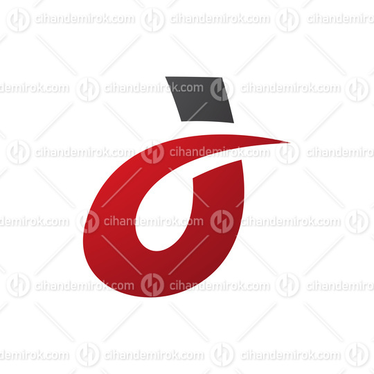 Black and Red Curved Spiky Letter D Icon