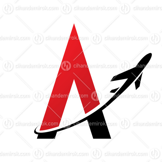 Black and Red Letter A with an Airplane