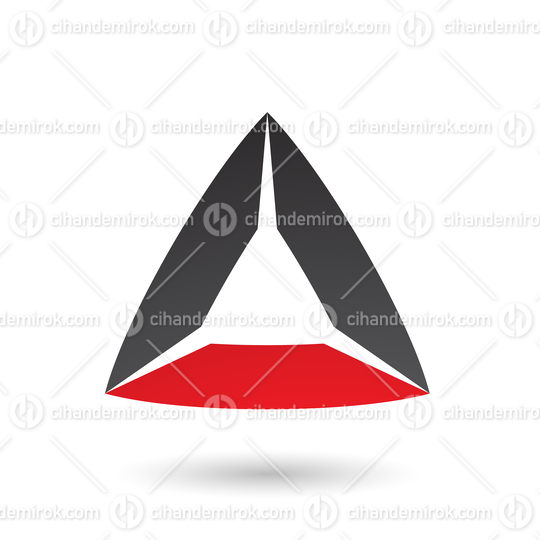 Black and Red Triangle with Bowed Edges Vector Illustration
