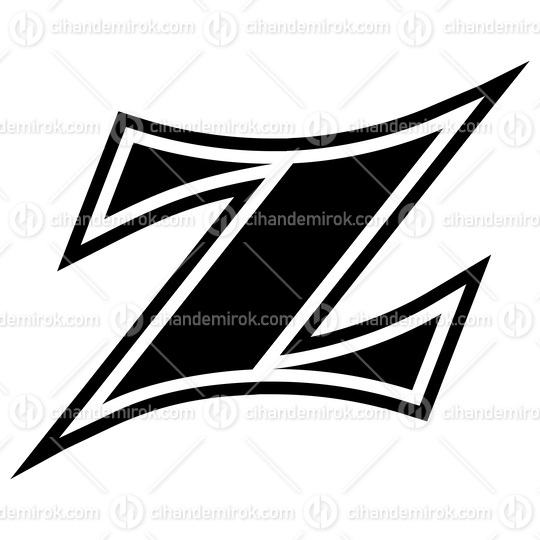 Black Arc Shaped Letter Z Icon