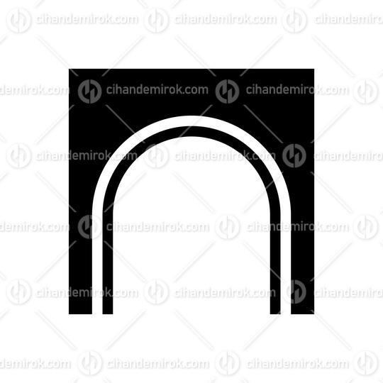 Black Arch Shaped Letter N Icon