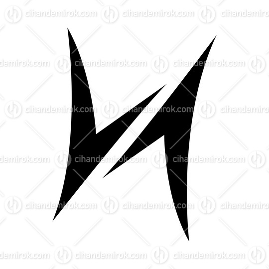 Black Arrow Shaped Letter H Icon