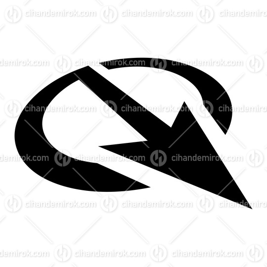 Black Arrow Shaped Letter Q Icon