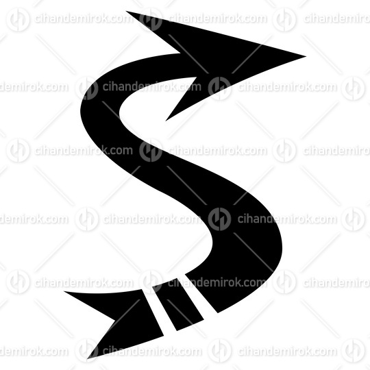 Black Arrow Shaped Letter S Icon