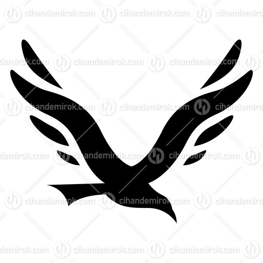 Black Bird Shaped Letter V Icon
