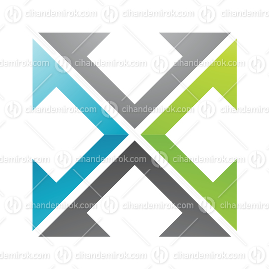 Black Blue and Green Letter X Logo Icon - Bundle No: 083