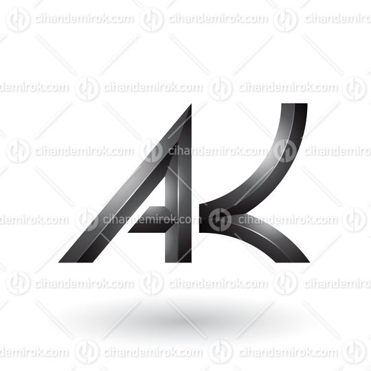 Black Bold and Curvy Geometrical Letters A and K