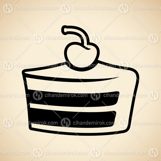 Black Cake Icon isolated on a Beige Background Vector Illustration