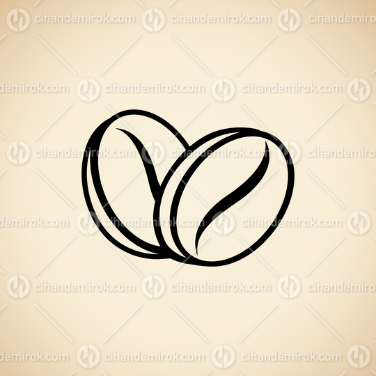 Black Coffee Beans Icon isolated on a Beige Background