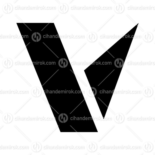 Black Geometrical Shaped Letter V Icon