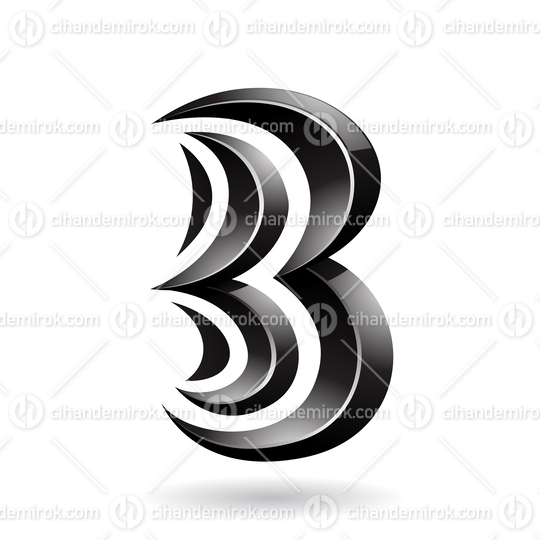 Black Glossy Spiky Embossed Icon for Letter B