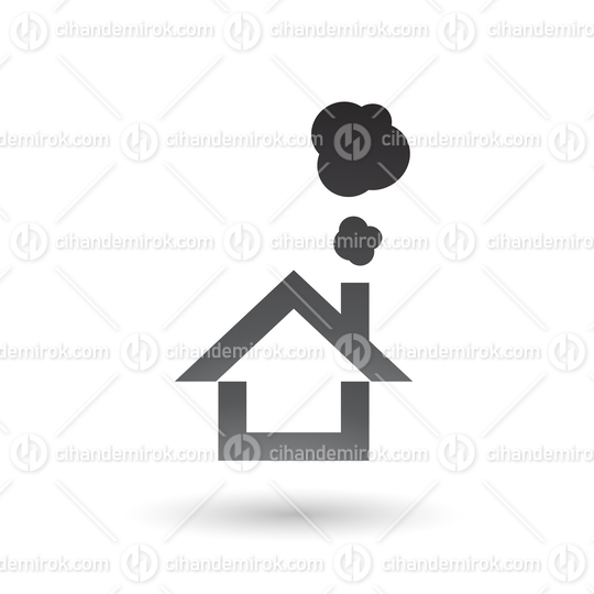 Black House and Smoke Icon Vector Illustration