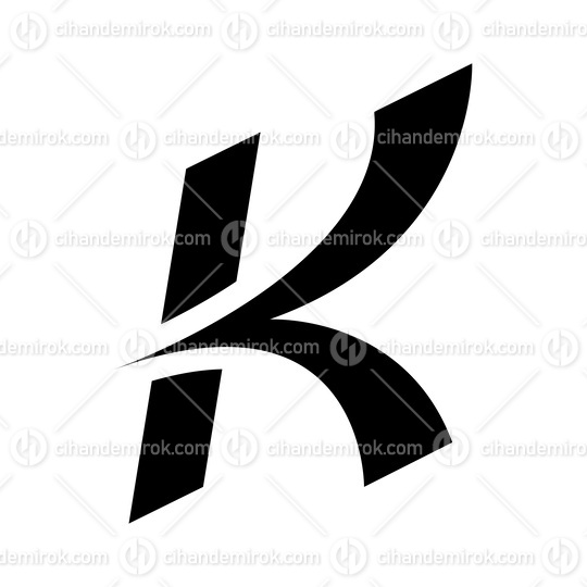 Black Italic Arrow Shaped Letter K Icon