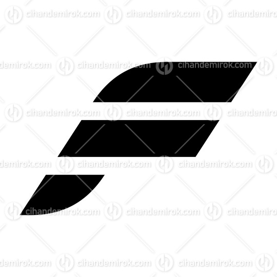 Black Letter F Icon with Horizontal Stripes