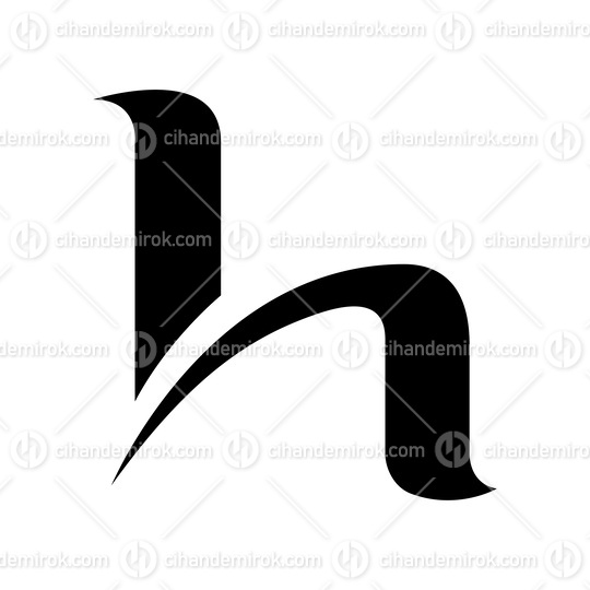 Black Letter H Icon with Round Spiky Lines