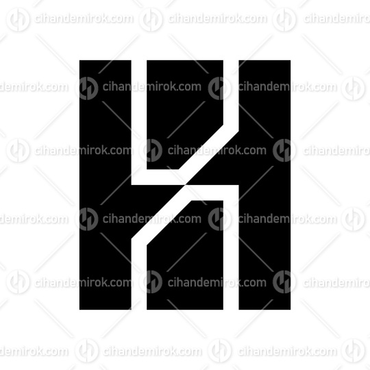 Black Letter H Icon with Vertical Rectangles