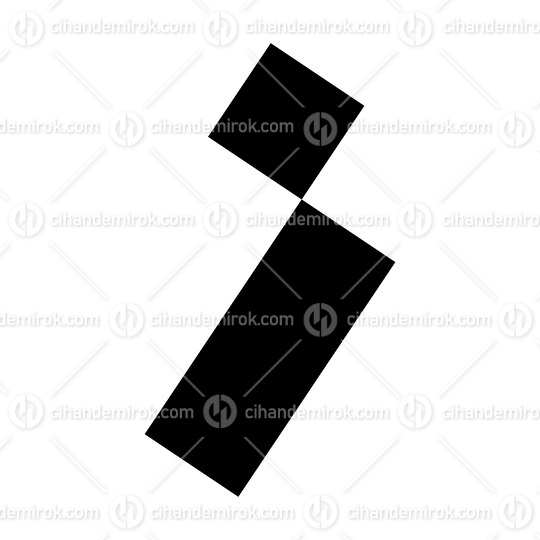 Black Letter I Icon with a Square and Rectangle