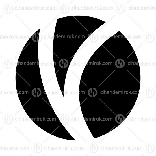 Black Letter O Icon with a V Shape