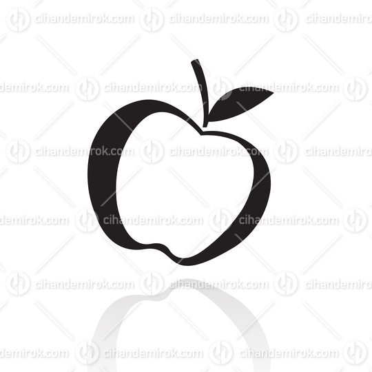 Black Minimalist Line Art Apple Icon