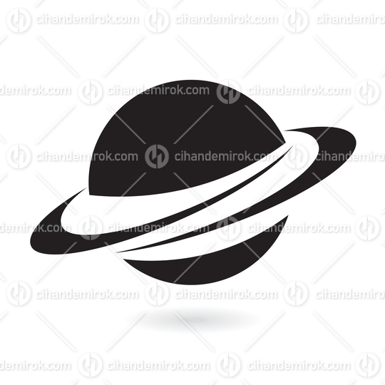 Black Planet Icon Inspired by Saturn
