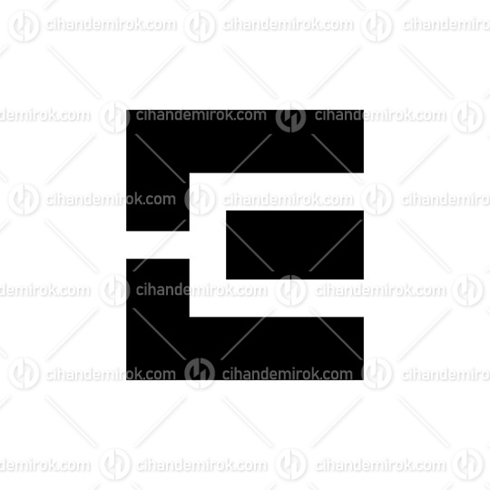 Black Rectangular Letter E Icon