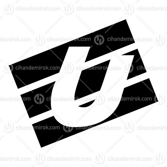 Black Rectangular Shaped Letter U Icon