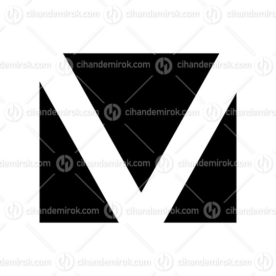 Black Rectangular Shaped Letter V Icon