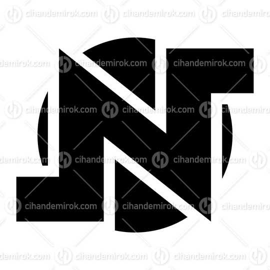 Black Round Bold Letter N Icon