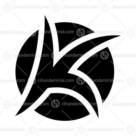 Black Round Pointy Letter K Icon