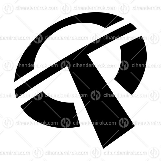 Black Round Shaped Letter T Icon