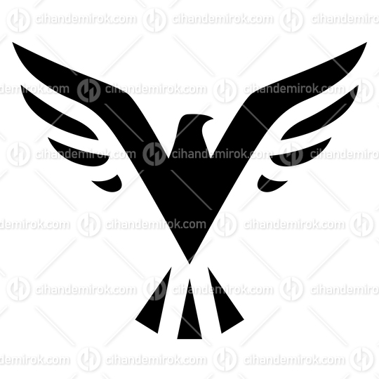 Black Simplistic Eagle Icon with Open Wings