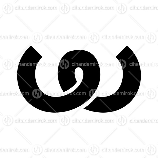 Black Spring Shaped Letter W Icon
