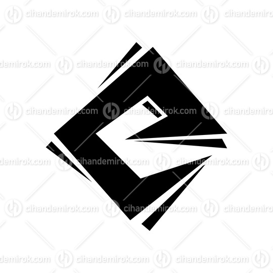 Black Square Diamond Letter E Icon