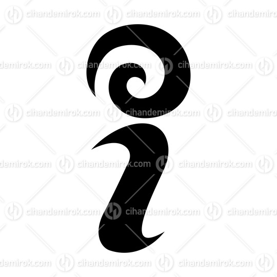 Black Swirly Letter I Icon