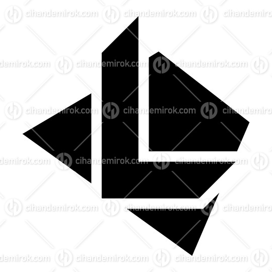 Black Trapezium Shaped Letter L Icon
