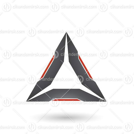Black Triangle with Red Edges Vector Illustration