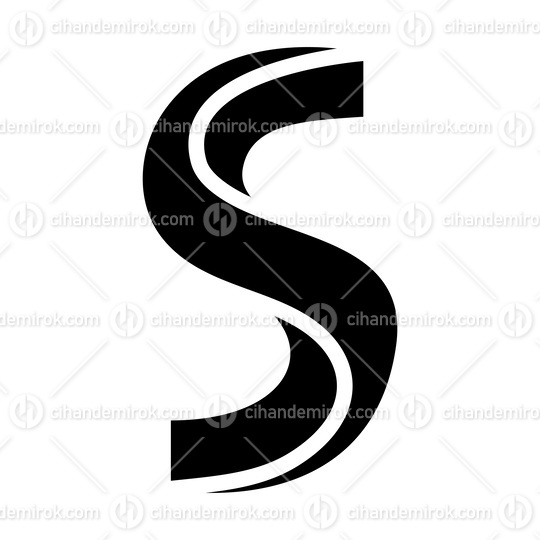 Black Twisted Shaped Letter S Icon