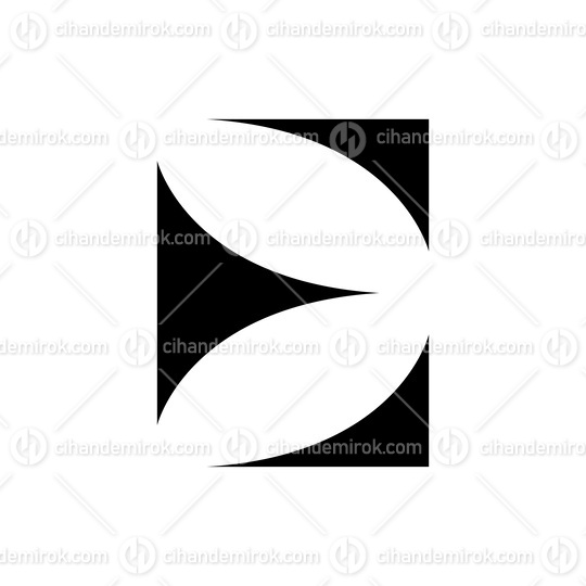 Black Uppercase Letter E Icon with Curvy Triangles