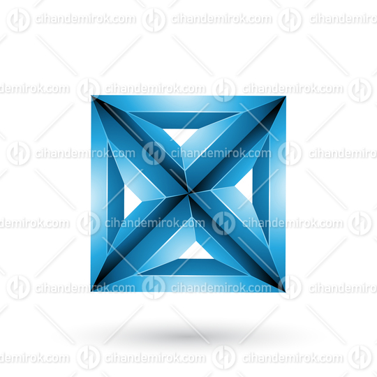 Blue 3d Geometrical Embossed Square and Triangle Shape
