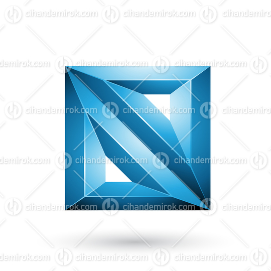 Blue 3d Geometrical Embossed Triangles and Square Shape 