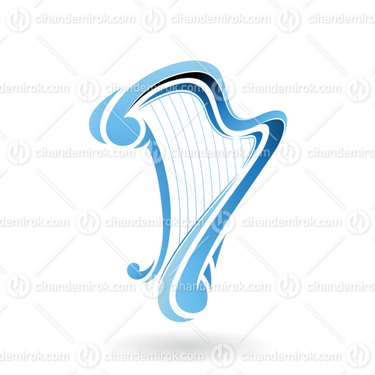 Blue Abstract Curvy Harp Icon