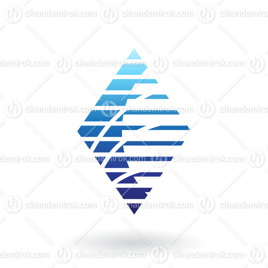 Blue Abstract Diamond Shape with Thin and Thick Horizontal Stripes